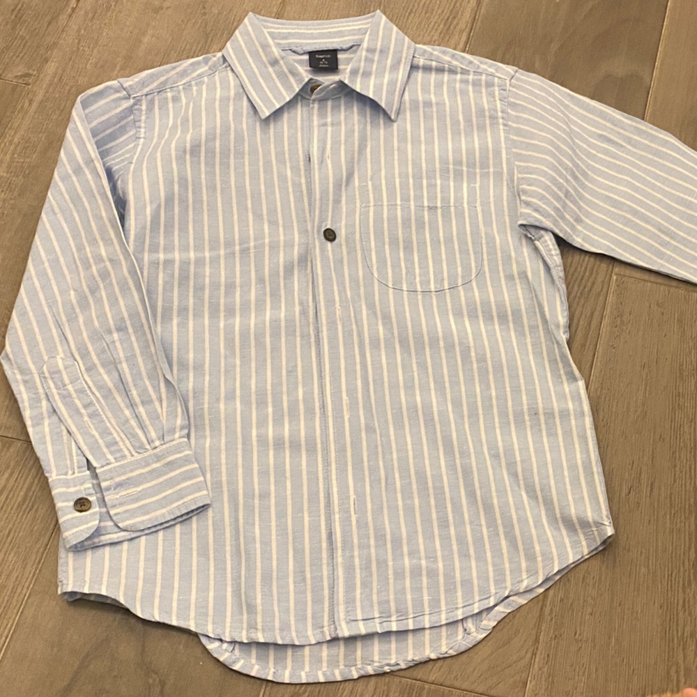 GAP Kids Blue & White Striped Button-Up Shirt, Sz S (6/7)